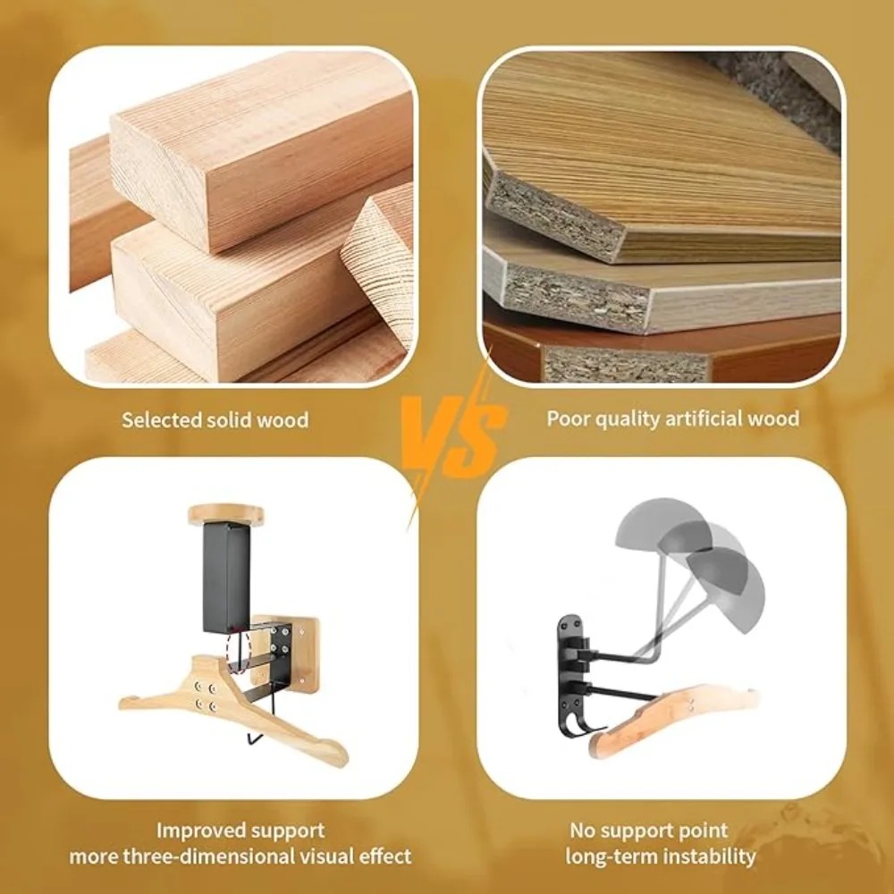 Motorcycle 1PCS Wooden Helmet  - Cycling Gear Wall Mount 评论和价格