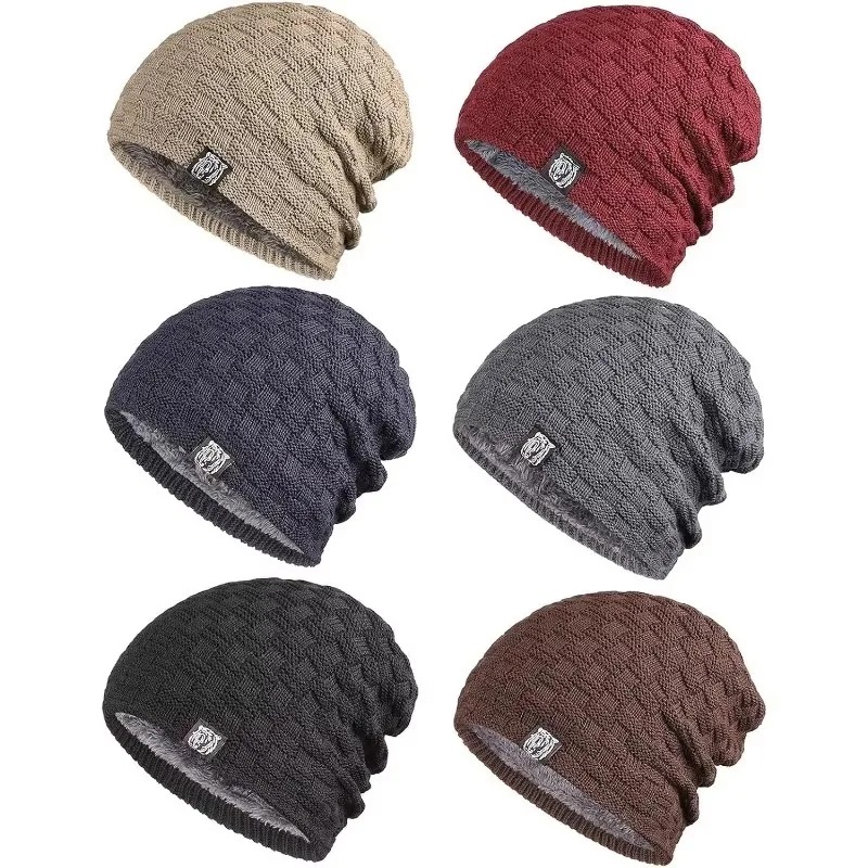 Mens Plush Lining Beanie Winte - Cycling Gear Cold Weather 评论和价格