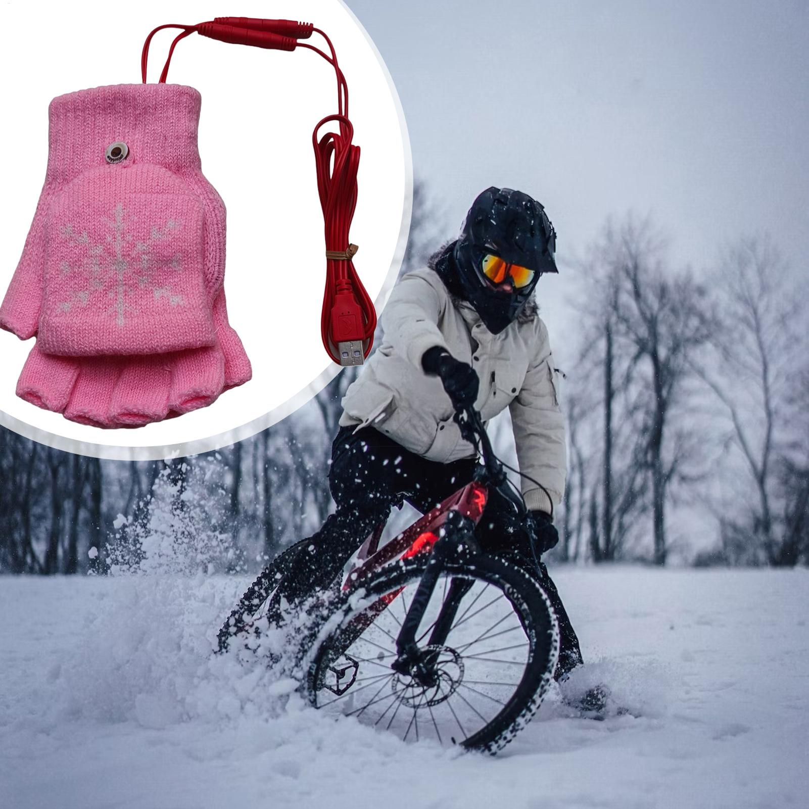 Heated Gloves Fingerless USB H - Cycling Gear Cold Weather 评论和价格