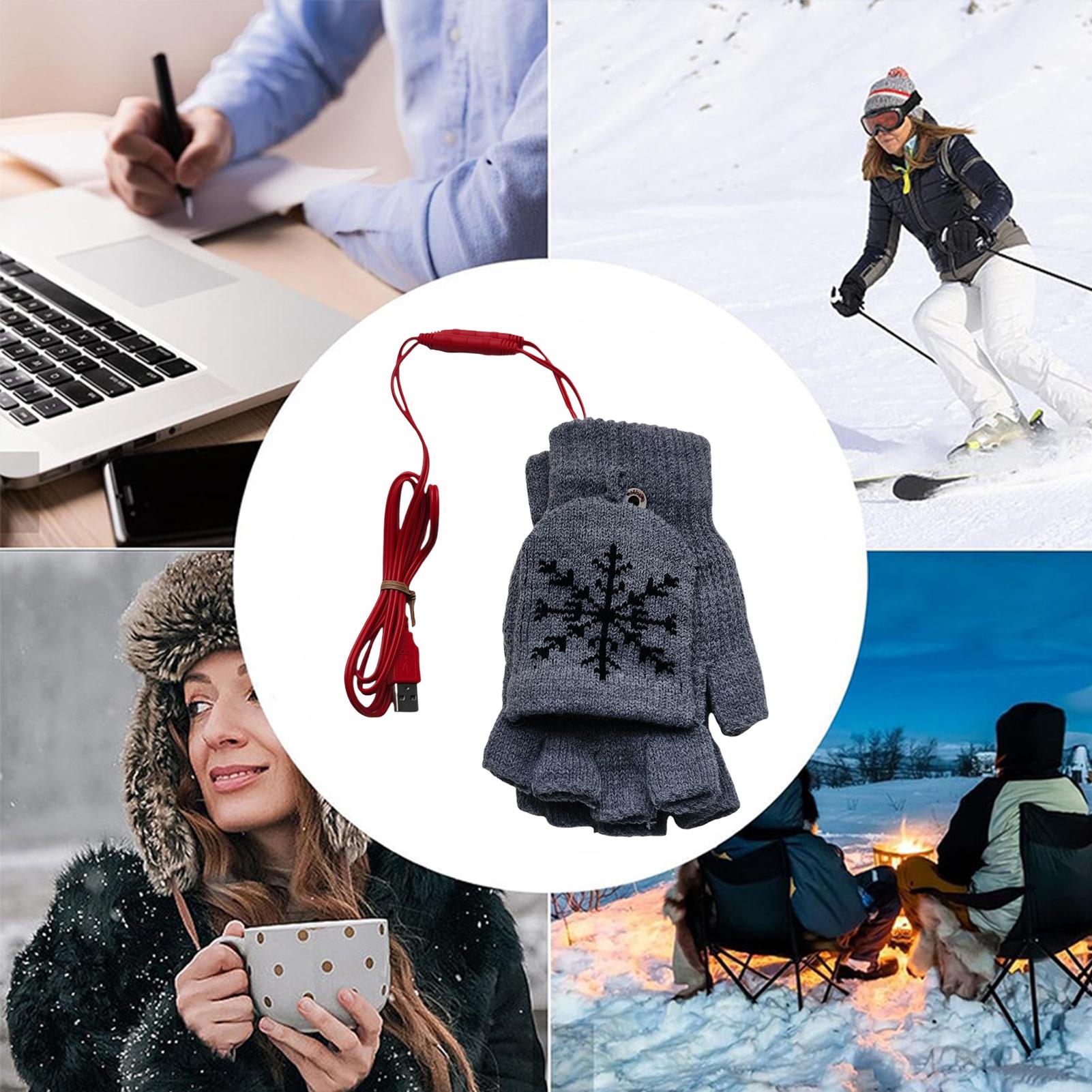 Heated Gloves Fingerless USB H - Cycling Gear Cold Weather 评论和价格